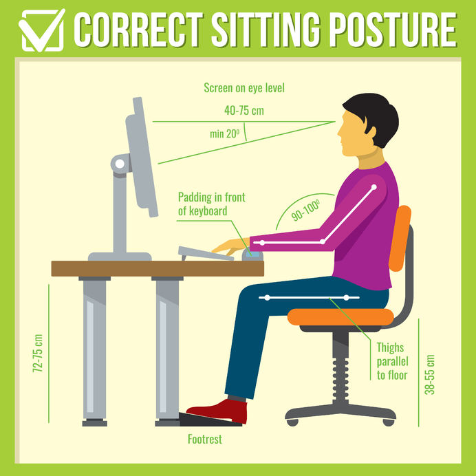  correct sitting posture. vector infographics. posture correct, health correct sitting, body correct sitting infographic illustration